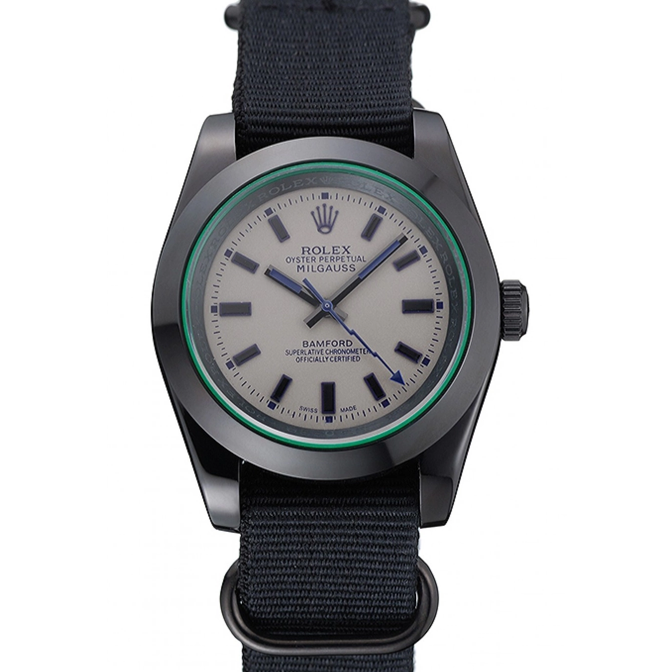 Aaa replica watch Milgauss Nylon Strap 622000 Rolex Black Bamford 0701